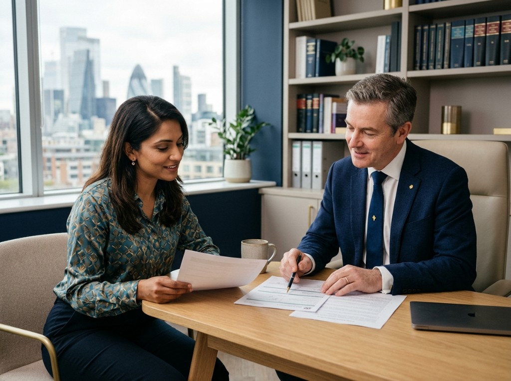 Startin Consulting consultation — advisers reviewing documents together in a modern office